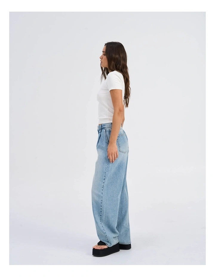 Gianna Pleated Denim Jeans in Light Blue image 5
