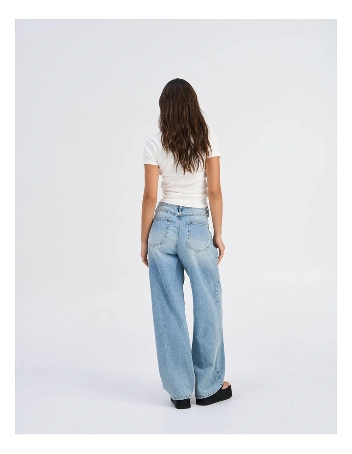 Gianna Pleated Denim Jeans in Light Blue image 6