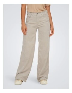 Madison Viola High Waisted Wide Pants in Stone