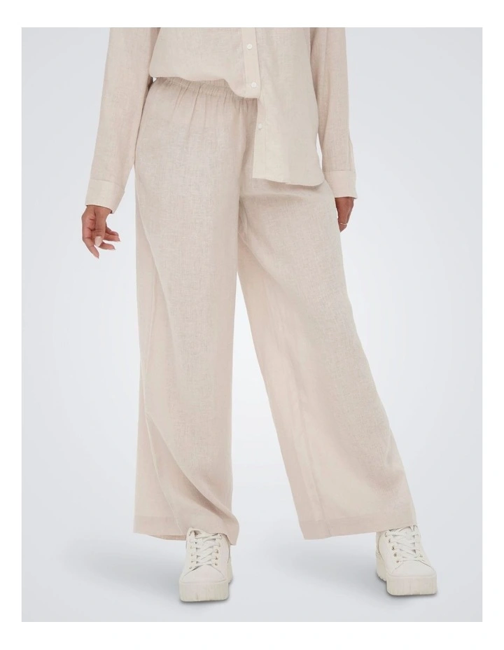 Tokyo High Linen Blend Pants in Cream image 1
