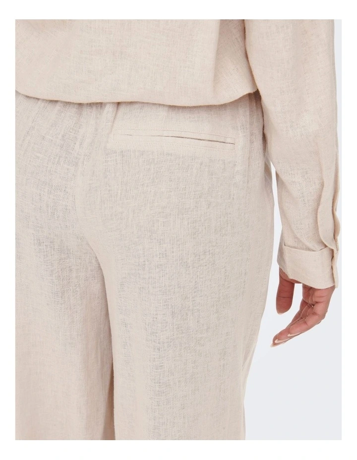 Tokyo High Linen Blend Pants in Cream image 2