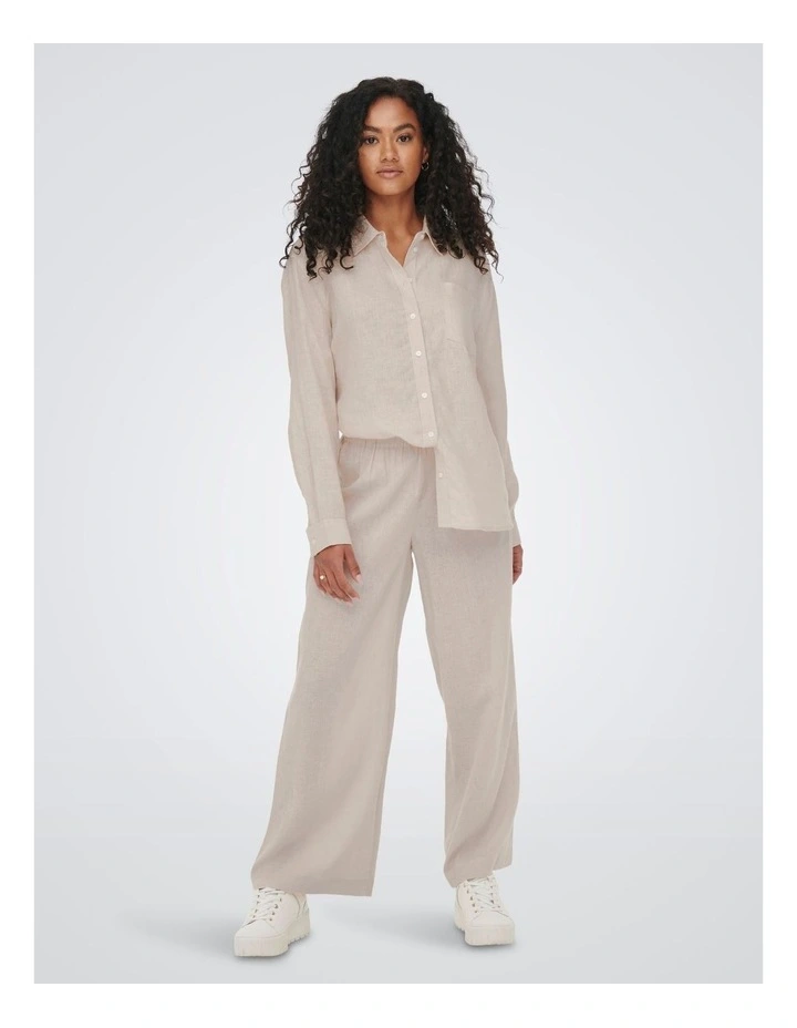 Tokyo High Linen Blend Pants in Cream image 3