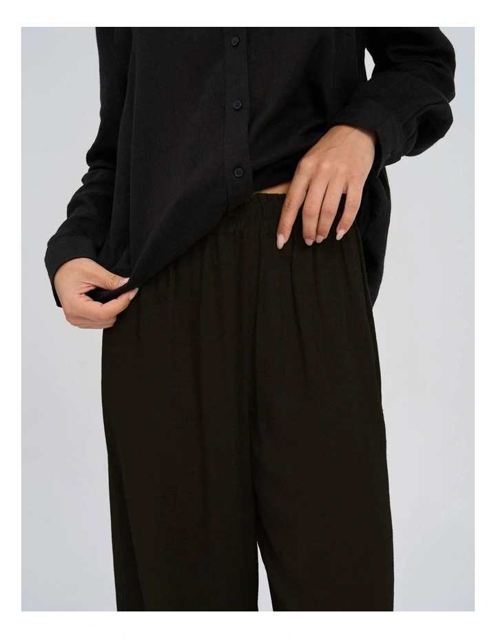 Tokyo Life High Waisted Linen Blend Pants in Black image 2