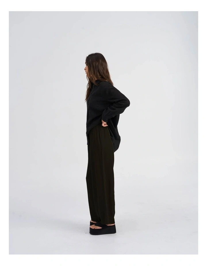 Tokyo Life High Waisted Linen Blend Pants in Black image 5