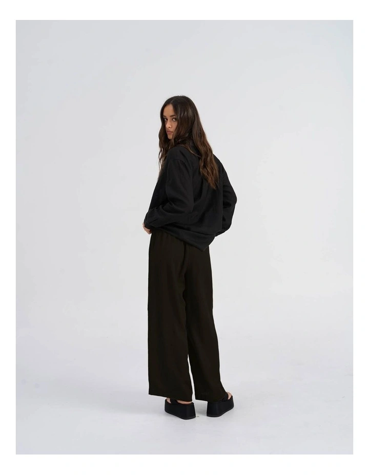 Tokyo Life High Waisted Linen Blend Pants in Black image 6