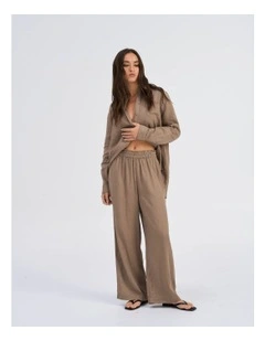 Tokyo Life High Waisted Linen Blend Pants in Khaki