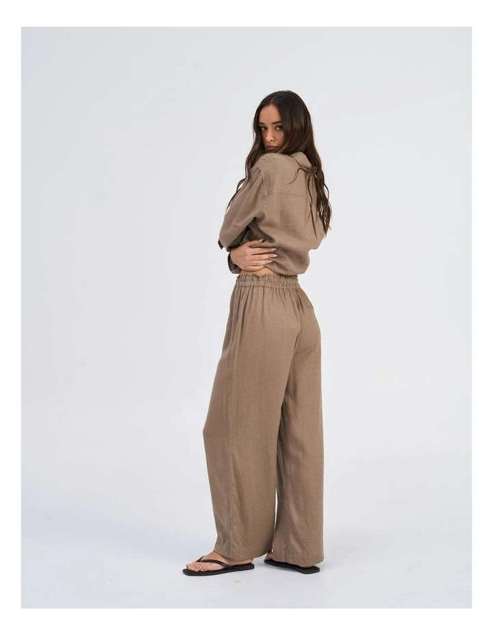 Tokyo Life High Waisted Linen Blend Pants in Khaki image 6