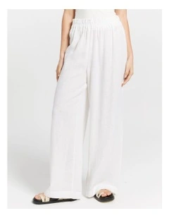 Tokyo Life High Waisted Linen Blend Pants in White