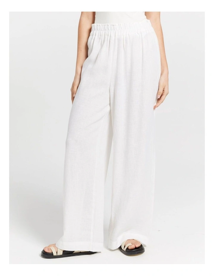 Tokyo Life High Waisted Linen Blend Pants in White image 1