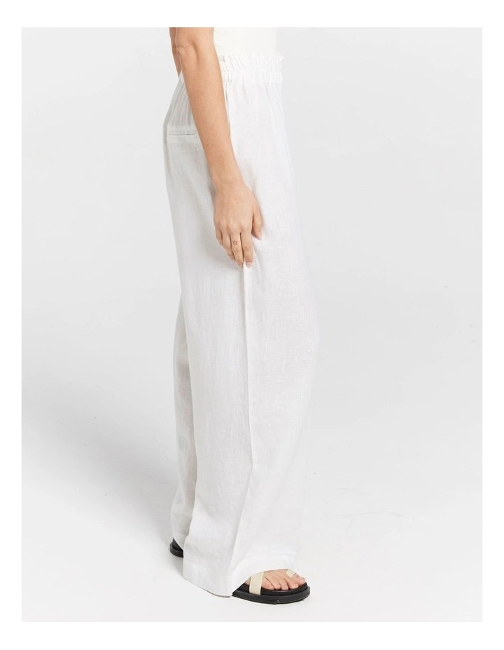 Tokyo Life High Waisted Linen Blend Pants in White image 3