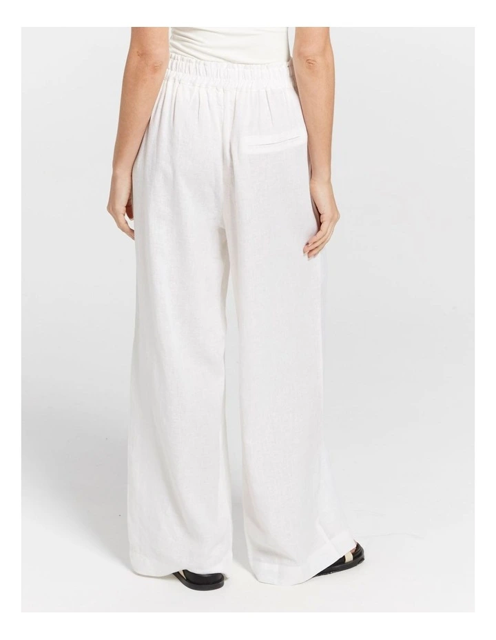 Tokyo Life High Waisted Linen Blend Pants in White image 4