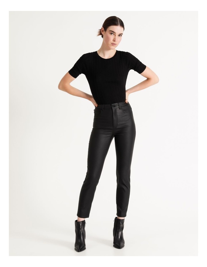 Emily High Waisted Coated Pant Black