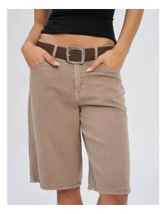 Silla Relaxed Denim Shorts in Taupe