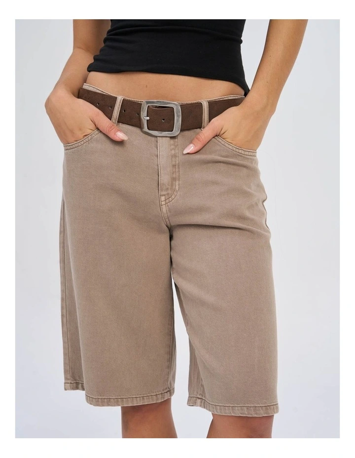 Silla Relaxed Denim Shorts in Taupe image 1