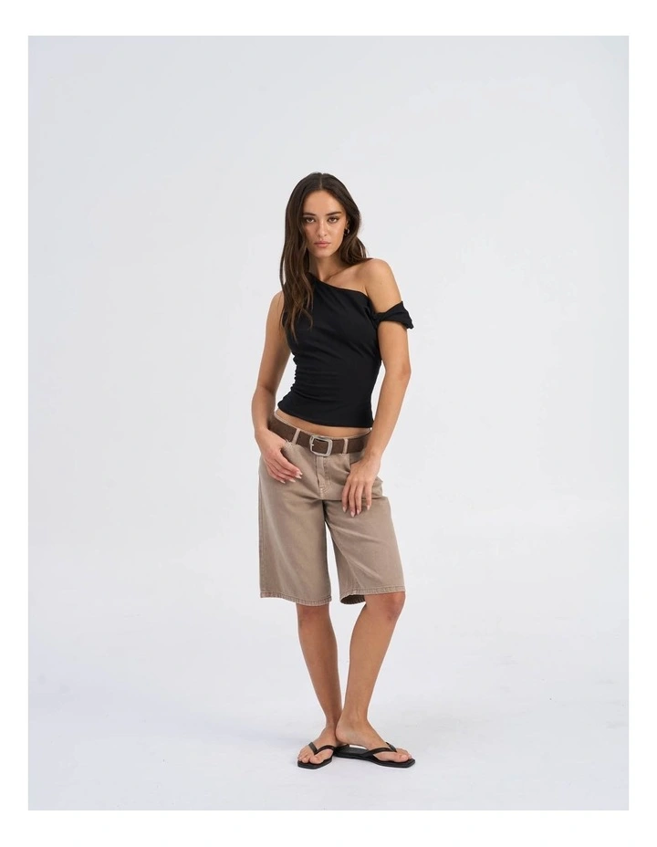 Silla Relaxed Denim Shorts in Taupe image 2