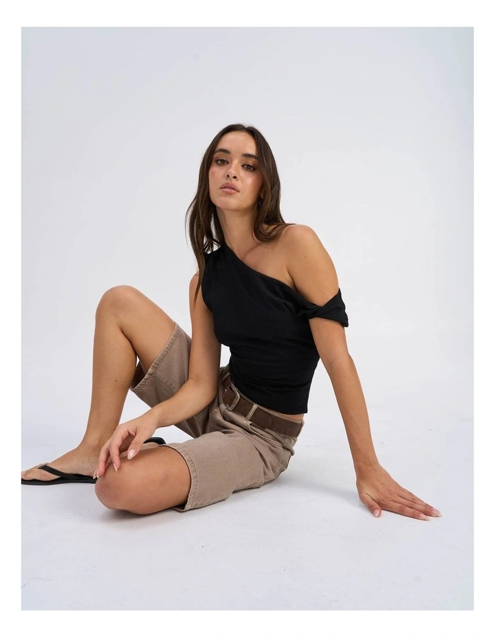 Silla Relaxed Denim Shorts in Taupe image 3