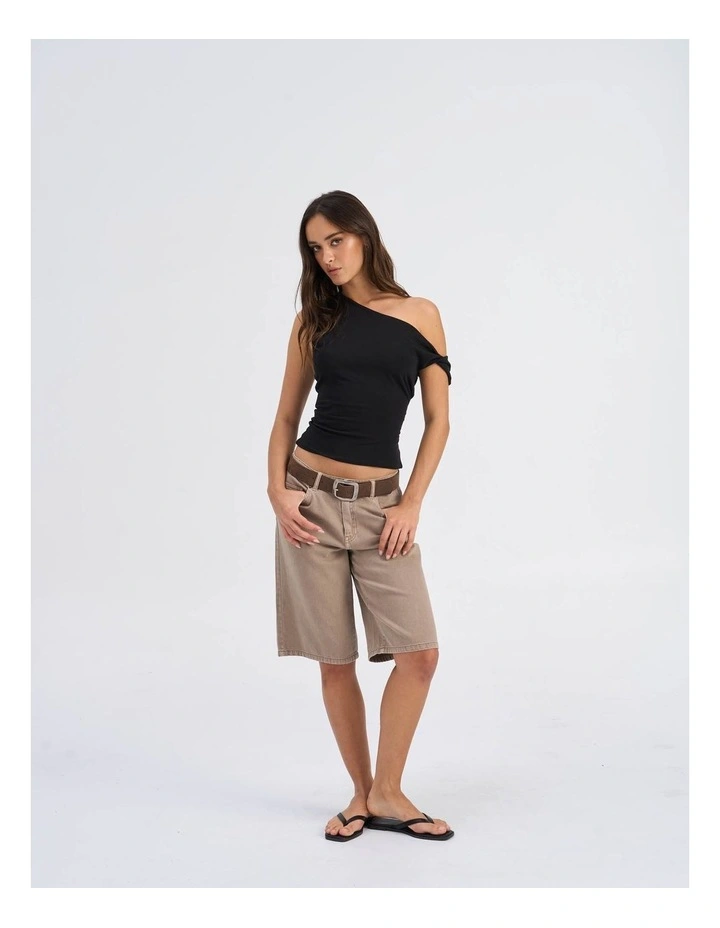 Silla Relaxed Denim Shorts in Taupe image 4