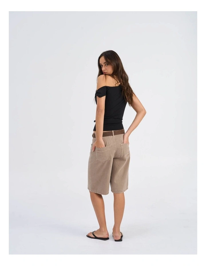 Silla Relaxed Denim Shorts in Taupe image 6