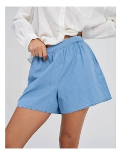 Nova Azure Yasmin Cotton Shorts in Light Blue