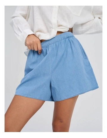 Nova Azure Yasmin Cotton Shorts in Light Blue