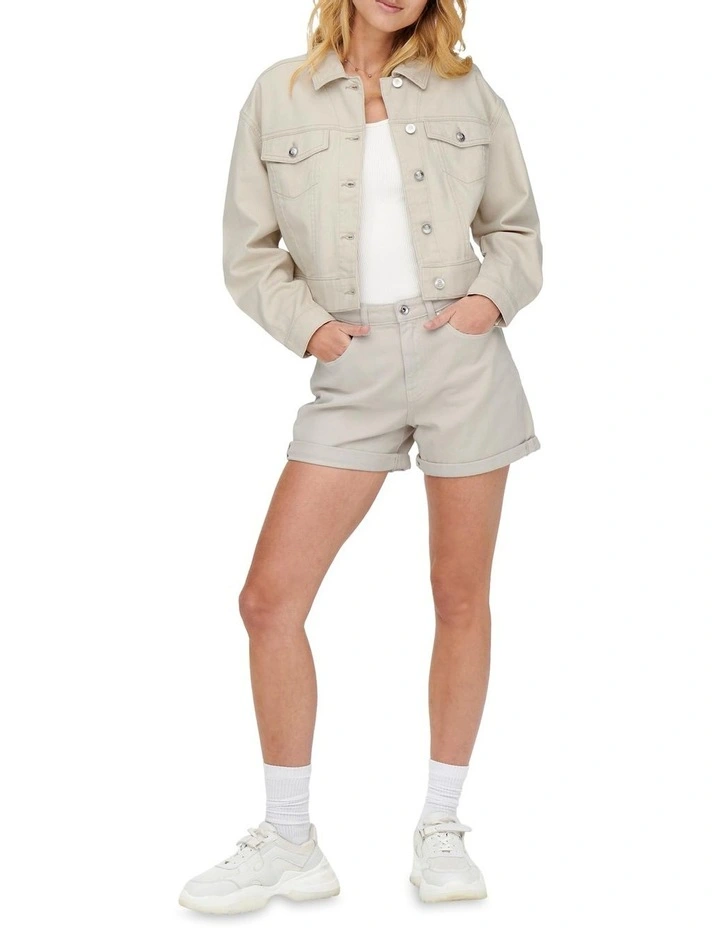 Phine Life Denim Shorts Ecru image 1