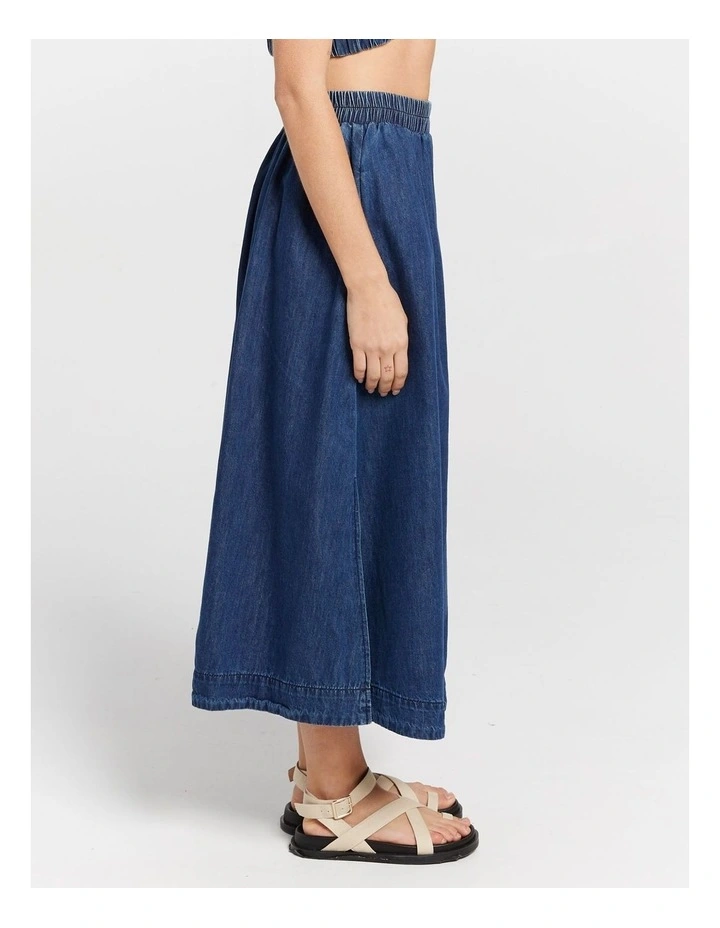 Camilla Long Denim Skirt in Dark Blue image 3