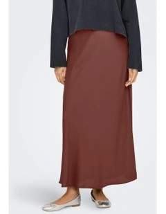 Chigo Ankle Satin Skirt in Red
