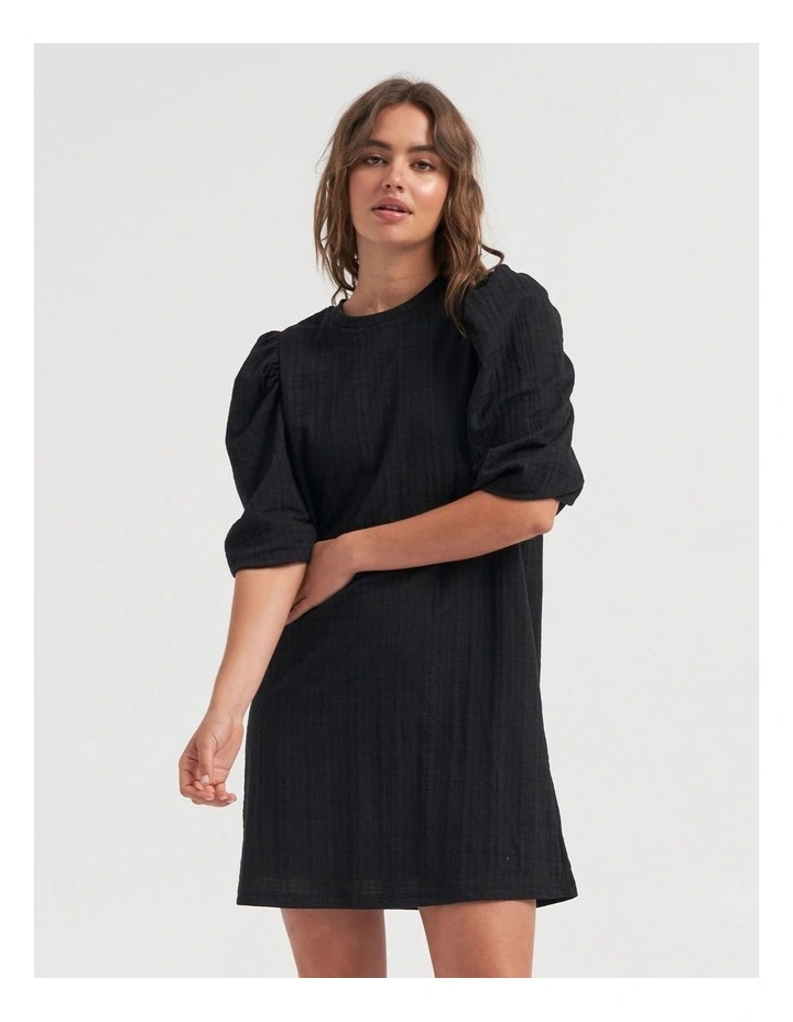 Porina Cotton Dress in Black image 1