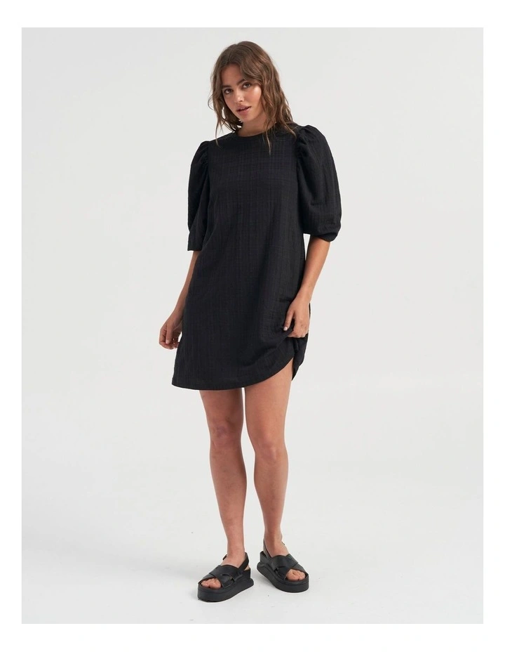 Porina Cotton Dress in Black image 2
