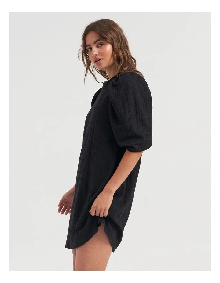 Porina Cotton Dress in Black image 3