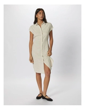 Tizana Cotton Mini Dress in Stone