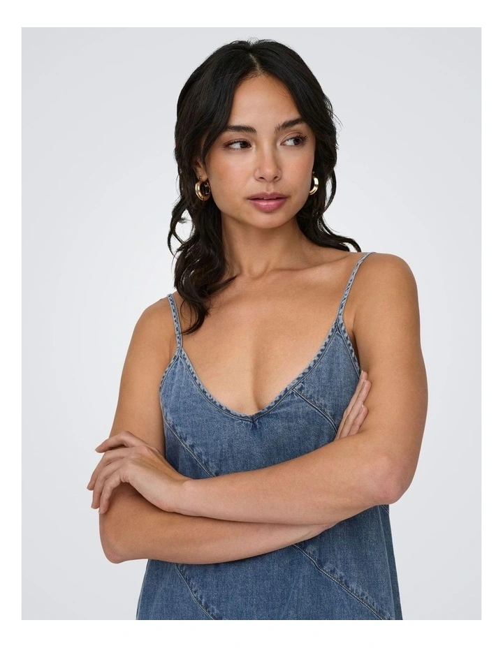 Dia Cotton Denim Dress in Light Blue image 3