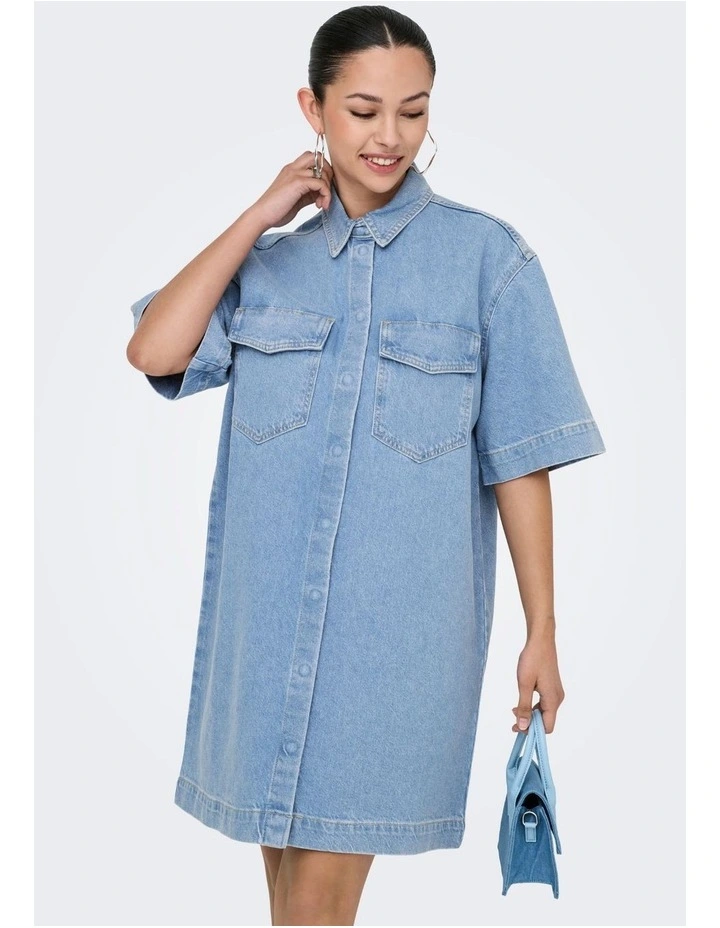 Sophie Oversized Shirt Dress in Denim image 3