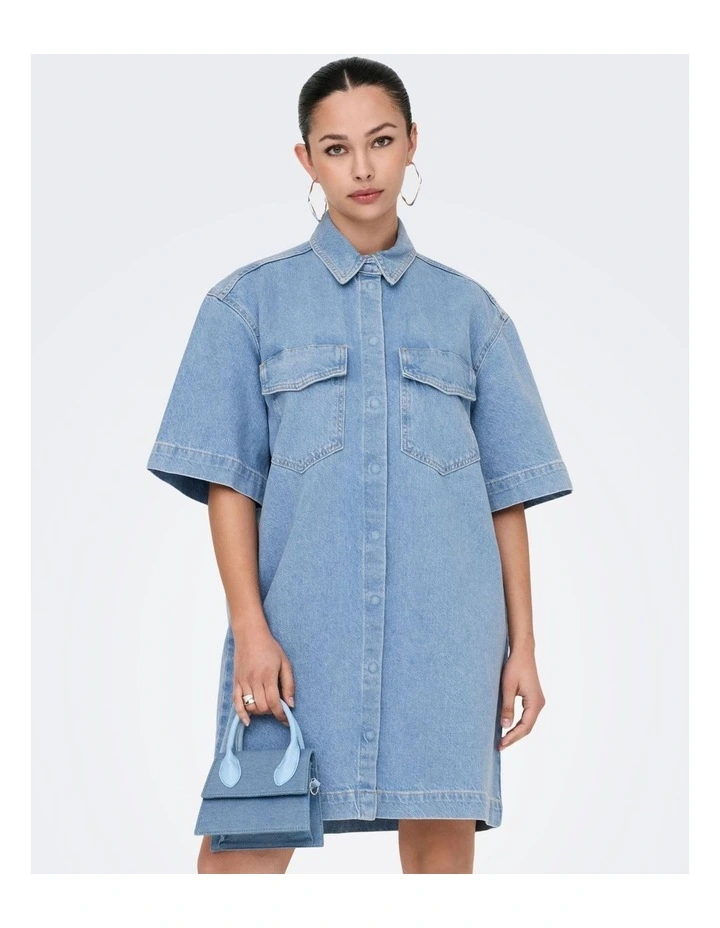 Sophie Oversized Shirt Dress in Denim image 4