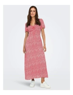 Ancona Printed Midi Dress in Red Floral