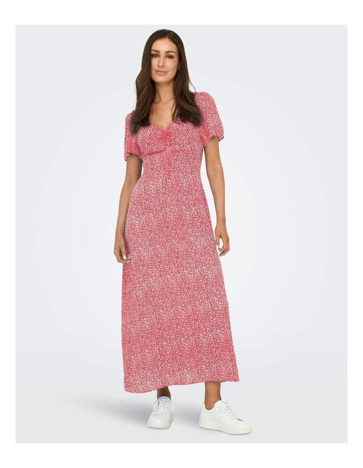 Ancona Printed Midi Dress in Red Floral image 1