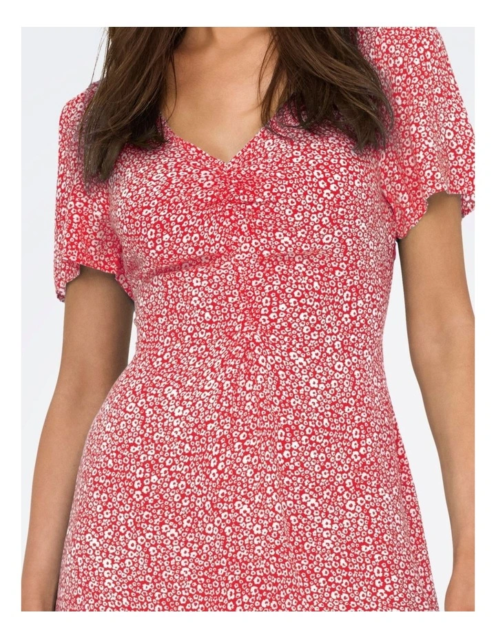 Ancona Printed Midi Dress in Red Floral image 2