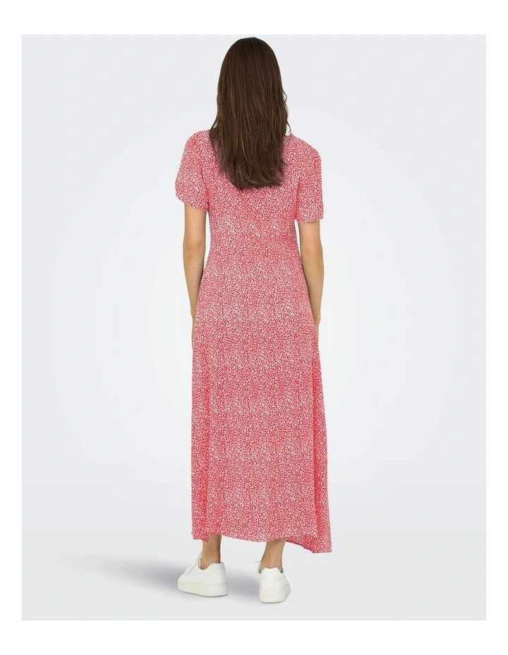 Ancona Printed Midi Dress in Red Floral image 3
