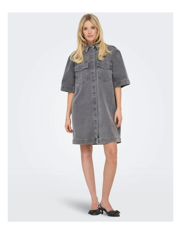 Sophie Oversized Denim Dress in Grey image 1