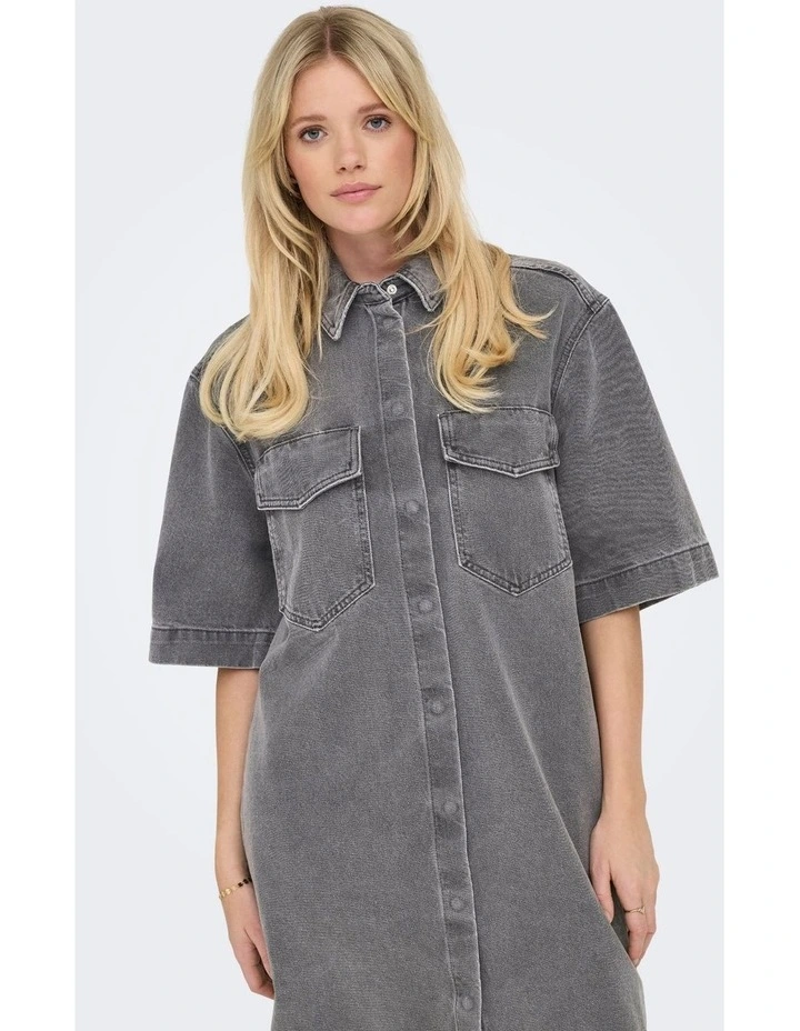 Sophie Oversized Denim Dress in Grey image 2
