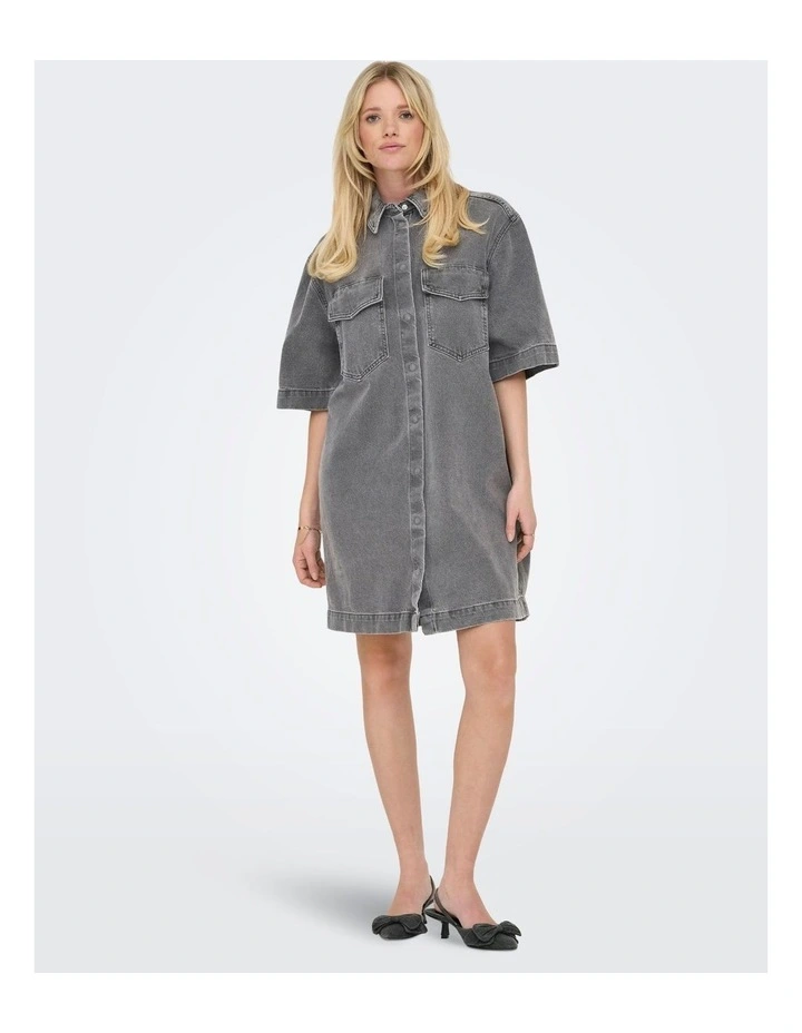 Sophie Oversized Denim Dress in Grey image 3