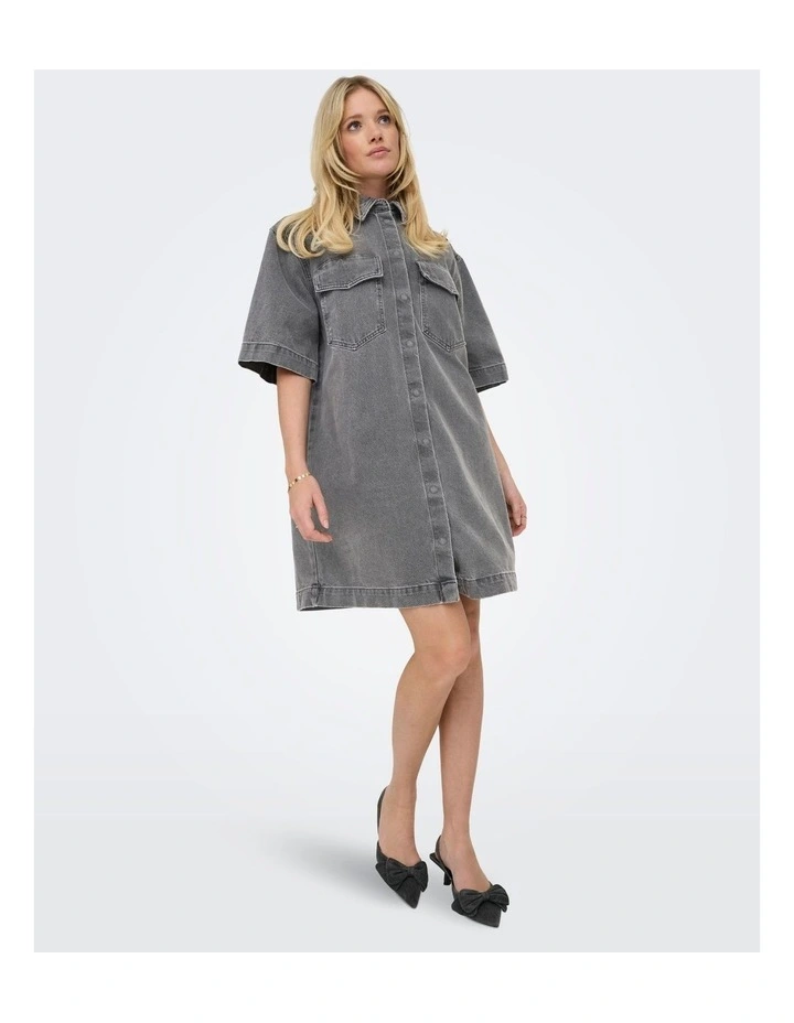 Sophie Oversized Denim Dress in Grey image 5