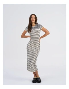 Mia Stripe Midi Dress in Cream