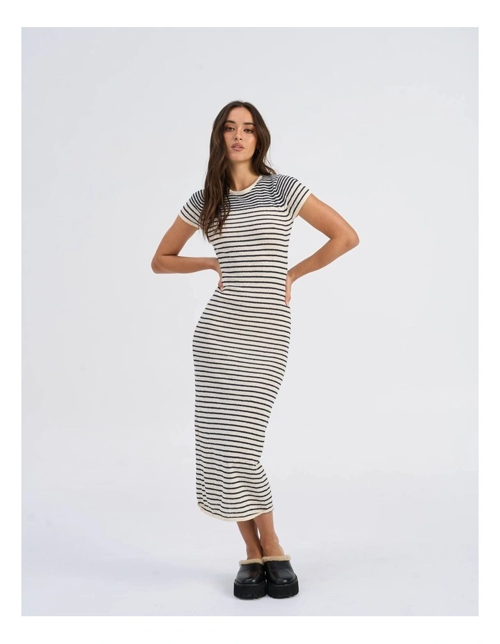 Mia Stripe Midi Dress in Cream image 1