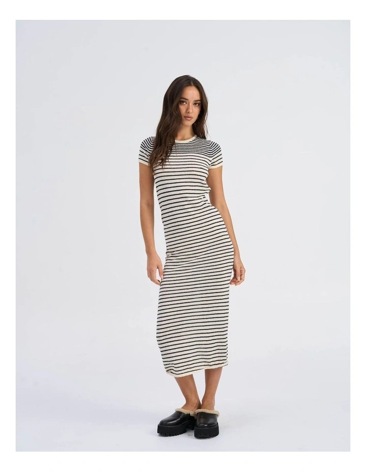 Mia Stripe Midi Dress in Cream image 3