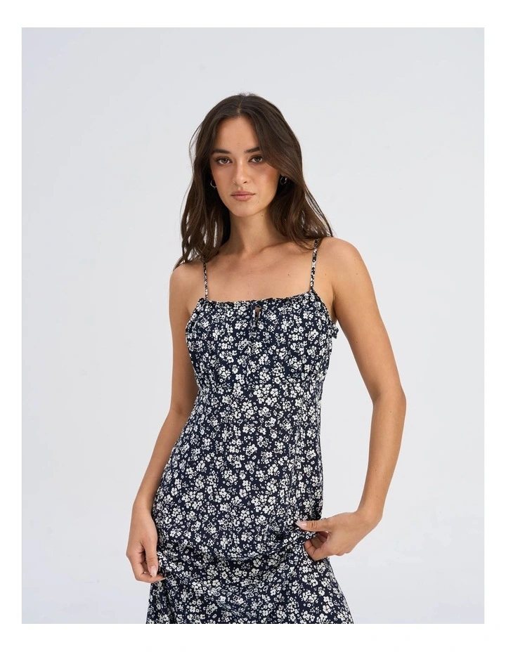 Nelly Life Alexa Printed Midi Dress in Navy image 2