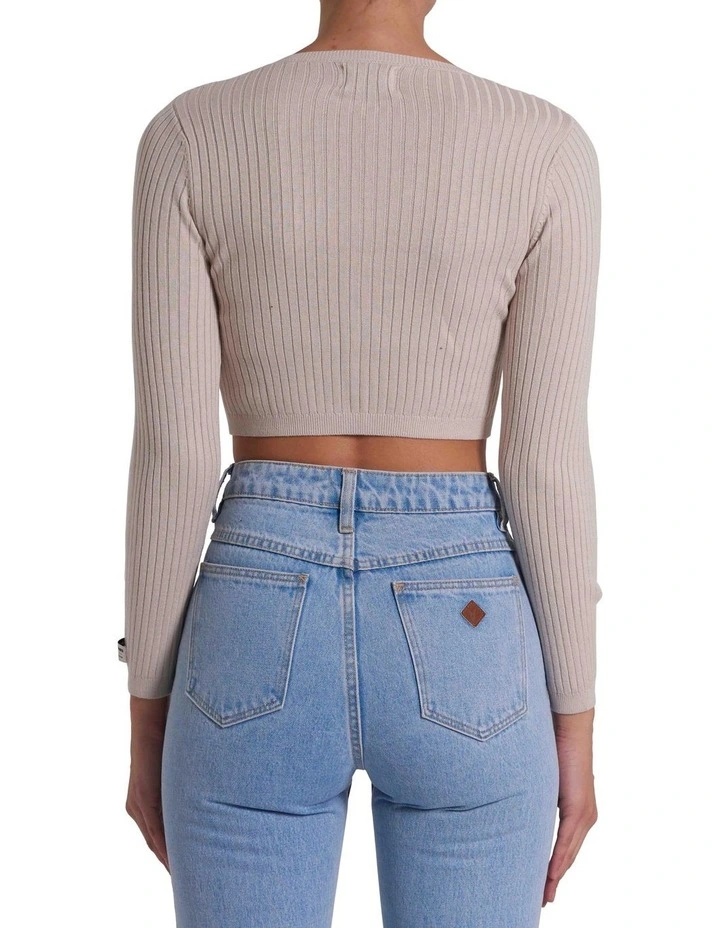 Button Up Knit Top in Milk image 3