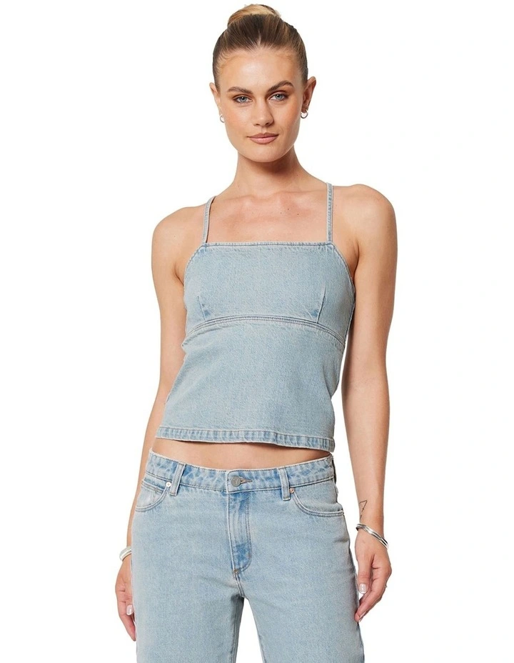Heaven Denim Top in Light Blue image 1