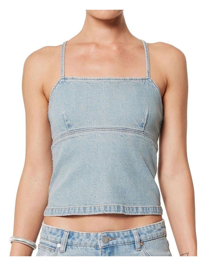 Heaven Denim Top in Light Blue image 2