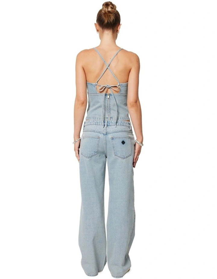 Heaven Denim Top in Light Blue image 3